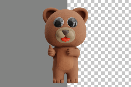 Preview: Cartoon Bear Showing Thumbs Up 3D Illustration