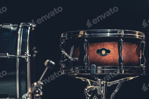 Preview: Close-up, snare drum on a dark background isolated.