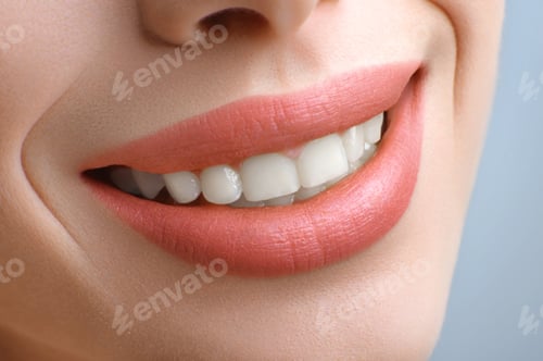Preview: Close up cropped shot of a perfect smile of a woman