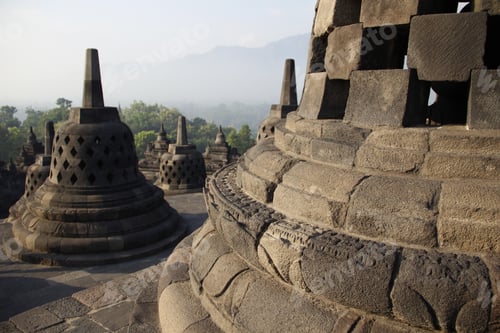 Preview: Detail of The bells of the Borobudur temple. Indonesia