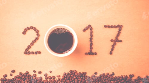 Preview: 2017 Coffee Beans On Paper Texture In Vintage Style For New Year Concept