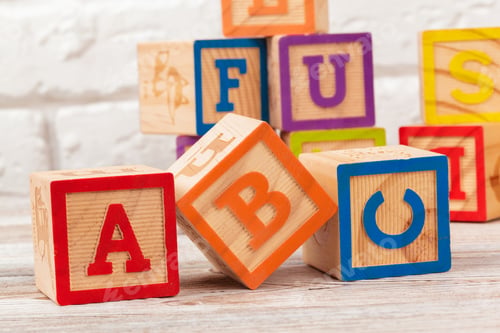 Preview: Wooden toy Blocks with the text: abc