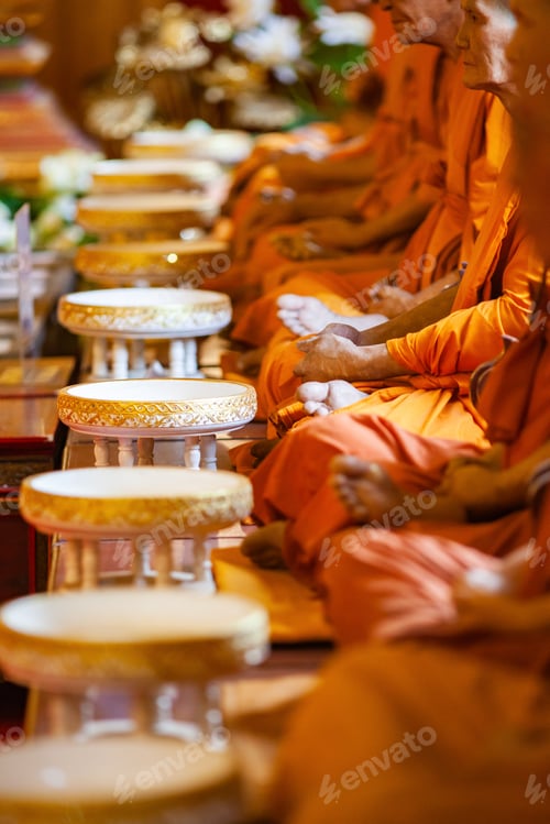 Preview: buddhist monks in a row