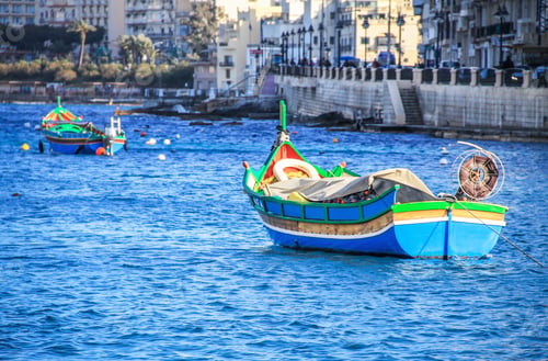 Preview: Blue boats in the sea