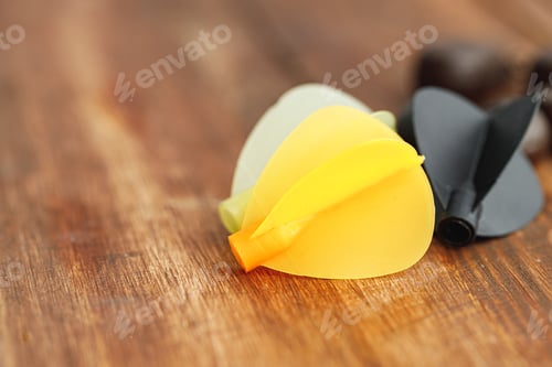 Preview: Fishing gear on wooden background close up