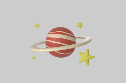 Preview: Red and White Sphere with Surrounding Ring