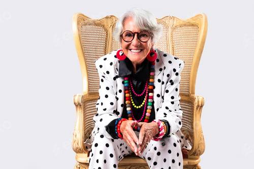 Preview: Beautiful senior woman with gray hair portrait in studio