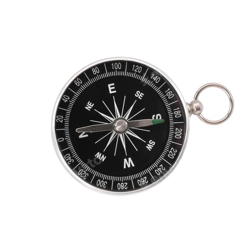 Preview: One compass isolated on white, top view. Tourist equipment