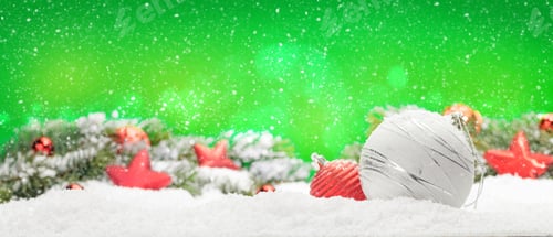 Preview: Christmas greeting card with decor in snow