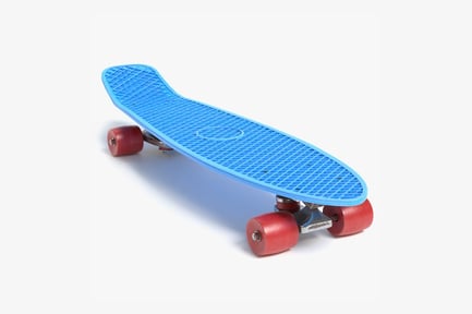 Preview: Classic Retro Skateboard - Blue Deck, Red Wheels