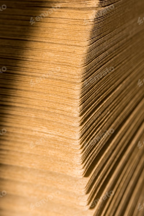 Preview: selective focus of stack of cardboard papers