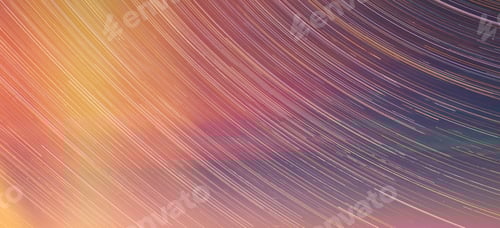 Preview: Unusual Stars Effect Sky. Meteors Fly Across Night Sky. Panoramic View Of Night Sky. Large Exposure