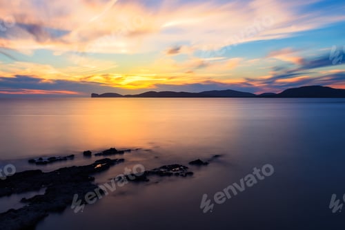 Preview: long exposure of a sunset in the Gulf of Alghero