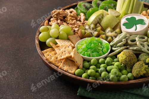 Preview: St Patricks day charcuterie board decorated shamrock.