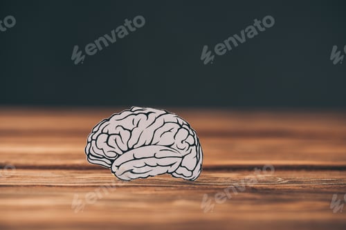 Preview: paper with brain as dementia symbol on black background