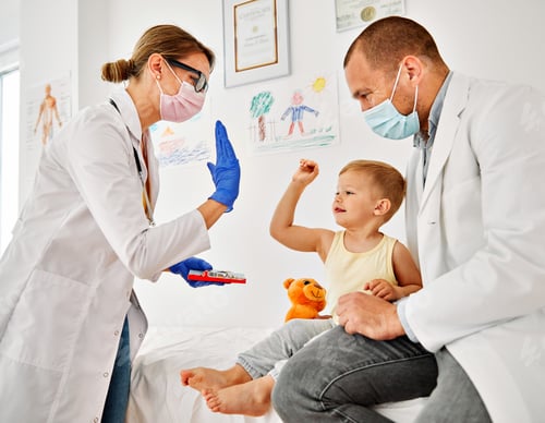 Preview: child doctor hospital patient medical nurse medicine health woman boy mask corona virus epidemic