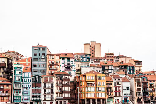 Preview: Small pintoresque village against a white sky