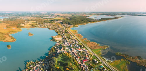 Preview: Braslav, Braslaw District, Vitebsk Voblast, Belarus. Aerial View Of Town. Famous Lakes