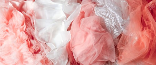 Preview: Top view abstract background of crumpled pink and white chiffon.