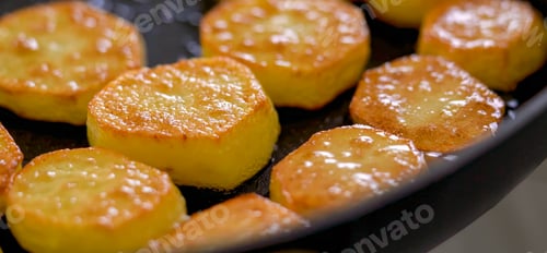 Preview: Potato roasted spicy homemade. crispy on plate. Fresh baked crispy potato, serving food for restaura