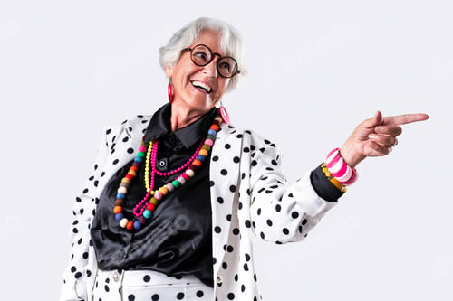 Preview: Beautiful senior woman with gray hair portrait in studio