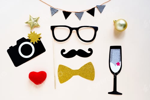 Preview: Cute party props accessories on colorful background