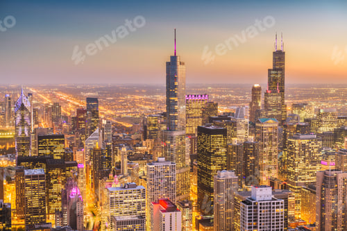 Preview: Chicago, Illinois, USA downtown city skyline from above