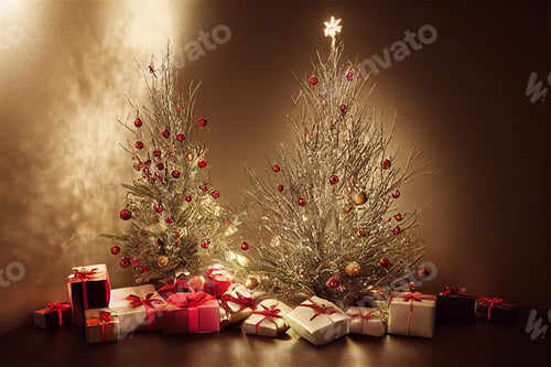 Preview: christmas present and gift boxes under Christmas tree