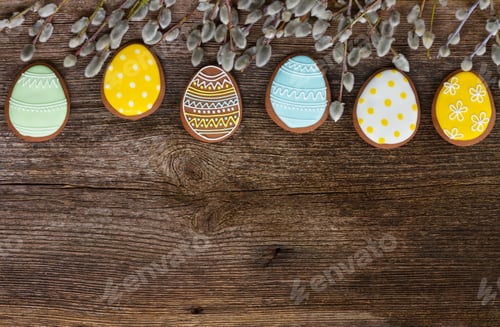 Preview: Easter border with eggs