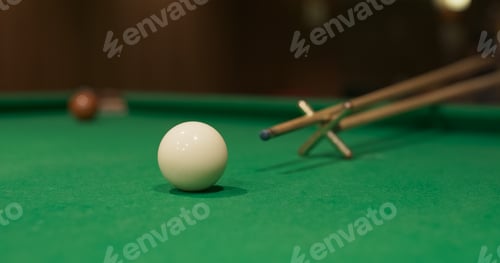 Preview: Close up of Snooker shooting on snooker table