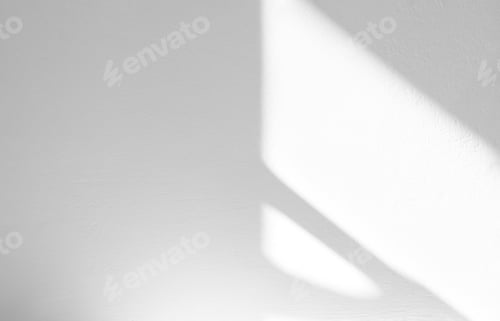 Preview: White wall concrete texture with shadow and sunlight on white plaster paint on concrete floor