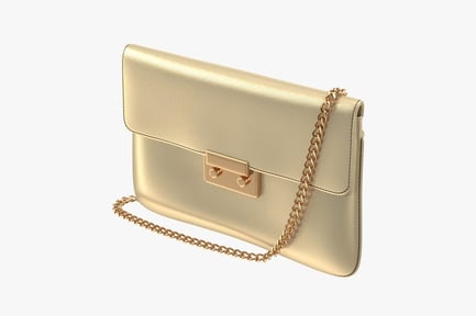 Preview: Metallic Gold Clutch with Chain