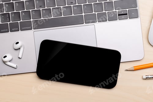 Preview: Blank screen smartphone on a desk