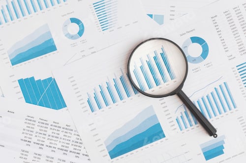 Preview: Business graphs, charts on table. Financial development, Banking Account, Statistics