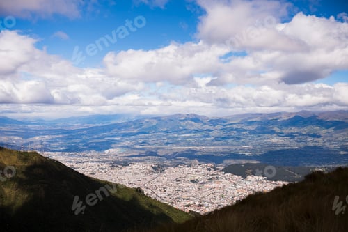 Preview: Quito seen from Pichincha Volcano, Quito, Ecuador, South America