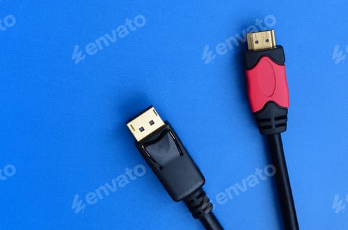 Preview: Audio video HDMI computer cable plug and 20-pin male DisplayPort gold plated connector