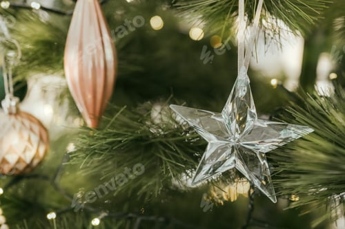 Preview: Elegant decorated ornament on Christmas tree, Christmas and New year concept