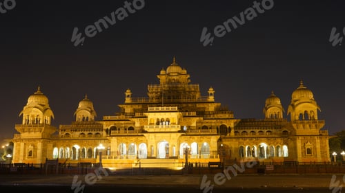 Preview: Albert Hall Museum located in Jaipur, India during nighttime