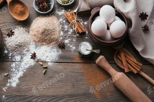 Preview: Ingredients for Cooking Bread or Cookies: Bran, Flour and Spices