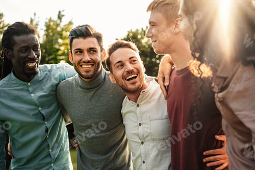 Preview: Group of Happy Men Enjoying Outdoors