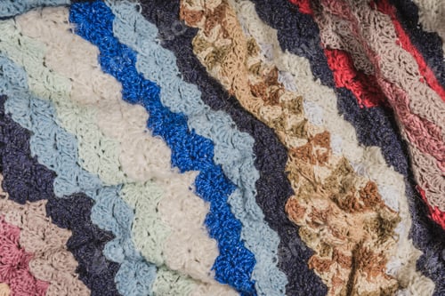 Preview: Art Cloth. Crumpled Texture- Multicolor Knitted Scarf. Beautiful Abstract Background.