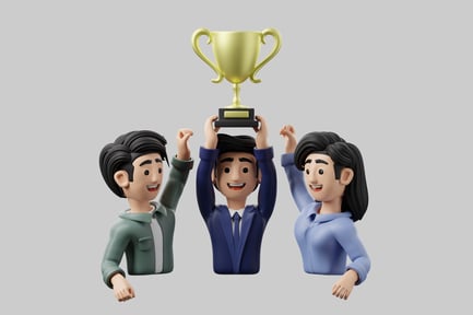 Preview: Three people celebrating with a trophy