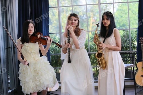 Preview: student learning a music song of classic musical class at home studio or school, playing instrument