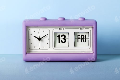 Preview: Friday 13th purple alarm clock