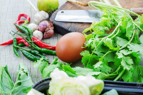Preview: Eggs and spices on wooden