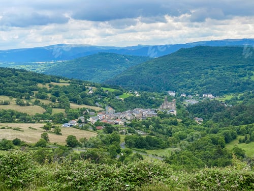Preview: view on old village Saint Nectaire in Auvergne, Famous for its cow cheese