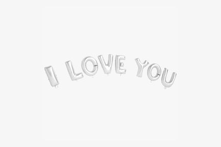Preview: Silver Foil Balloons - 'I Love You' Set