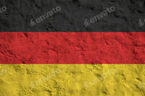 Preview: Germany flag depicted in bright paint colors on old relief plastering wall close up