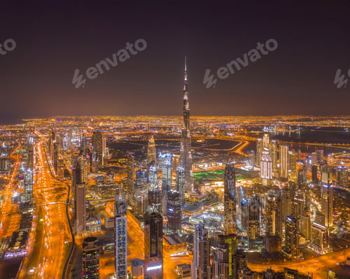 Preview: Dubai Downtown skyline, United Arab Emirates or UAE. Urban city.