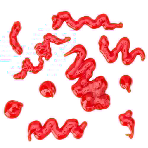 Preview: Tomato sauce, ketchup isolated on white background. Top view.